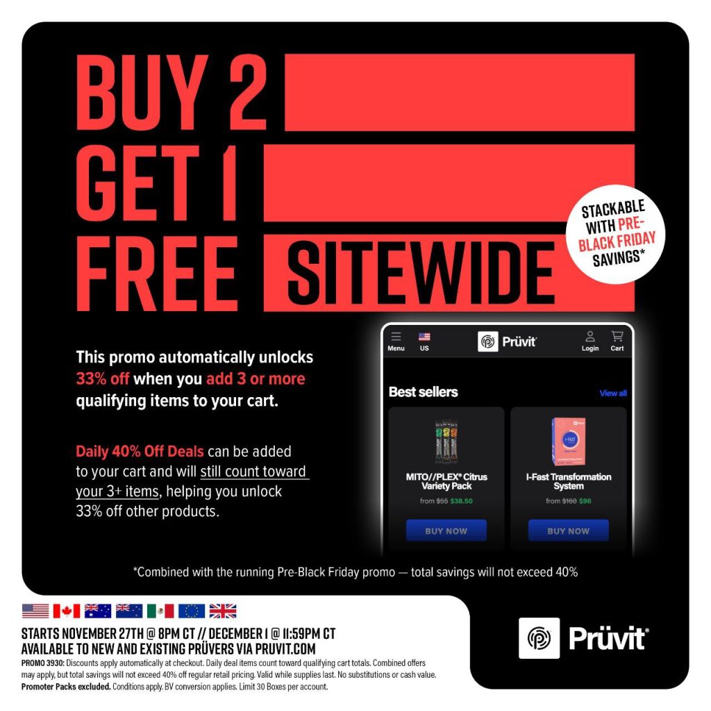 Buy 2 get 1 free Black Friday sitewide offer – exogenous ketones and supplements promotion